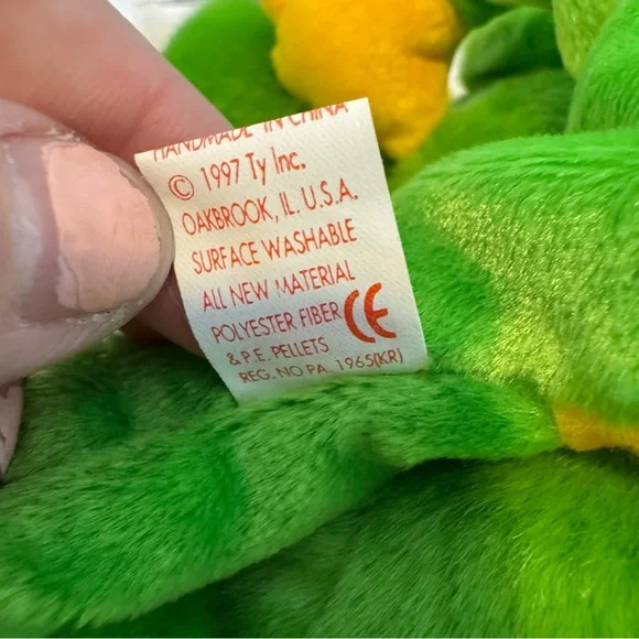 Ty Green and Yellow Frog Stuffed Animal - Picture 13 of 13